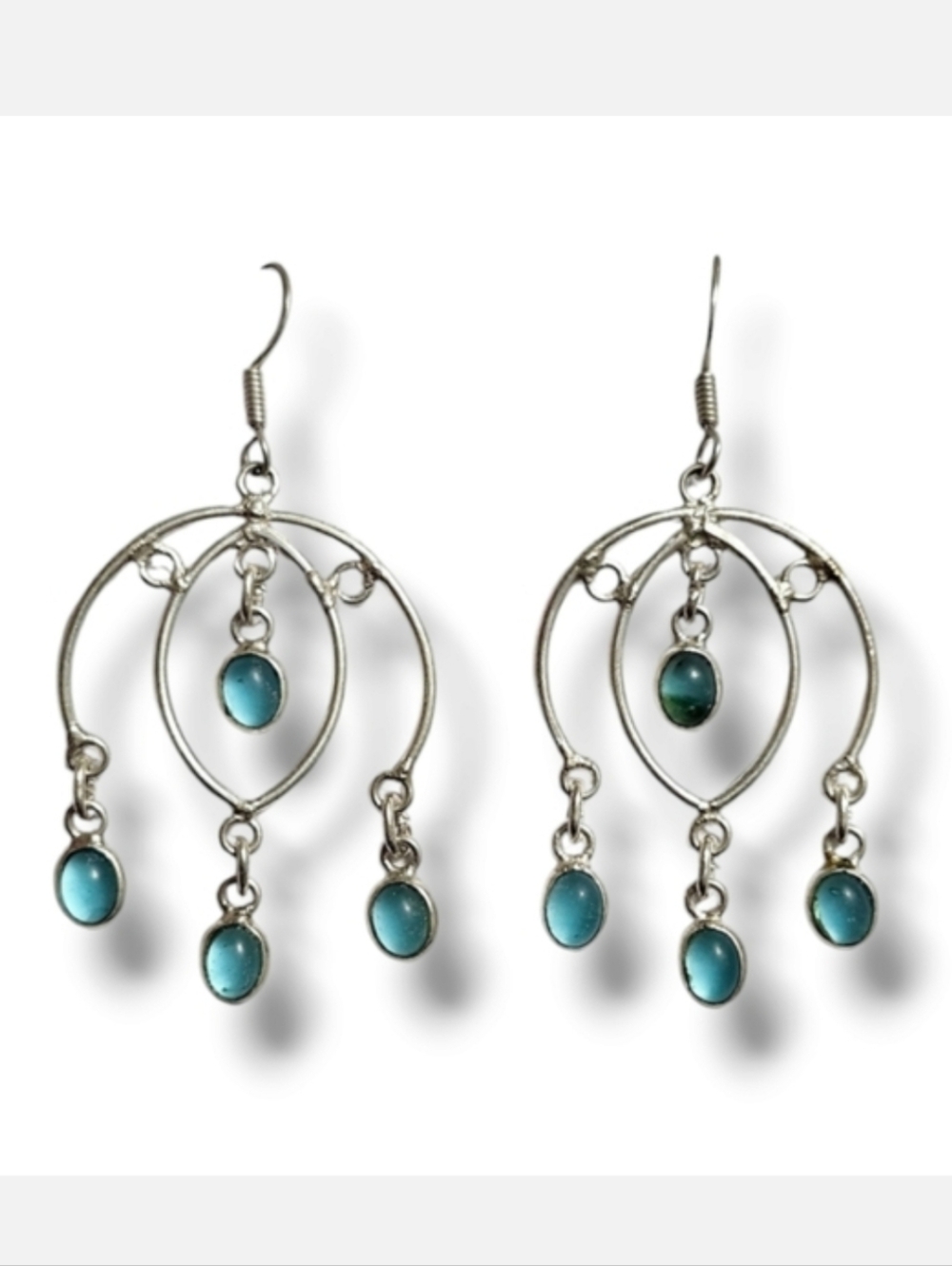 Blue Quartz silver earrings 2.5"